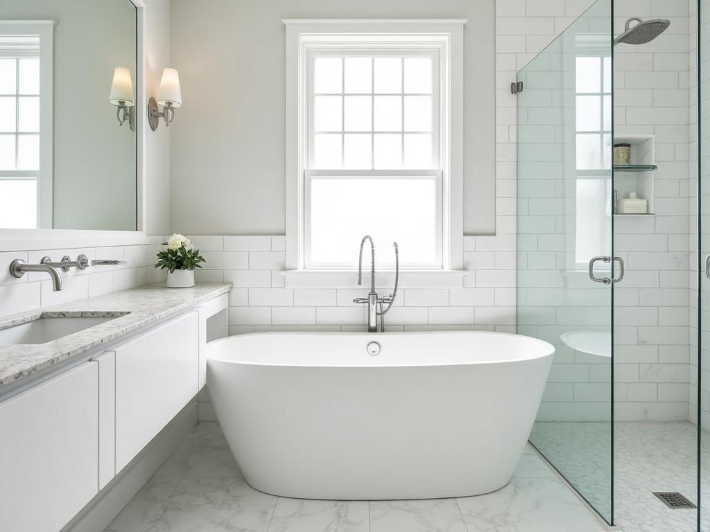 Professional bathroom tile installation in Wilmington NC showing precision tile work and expert craftsmanship by Swanson Construction